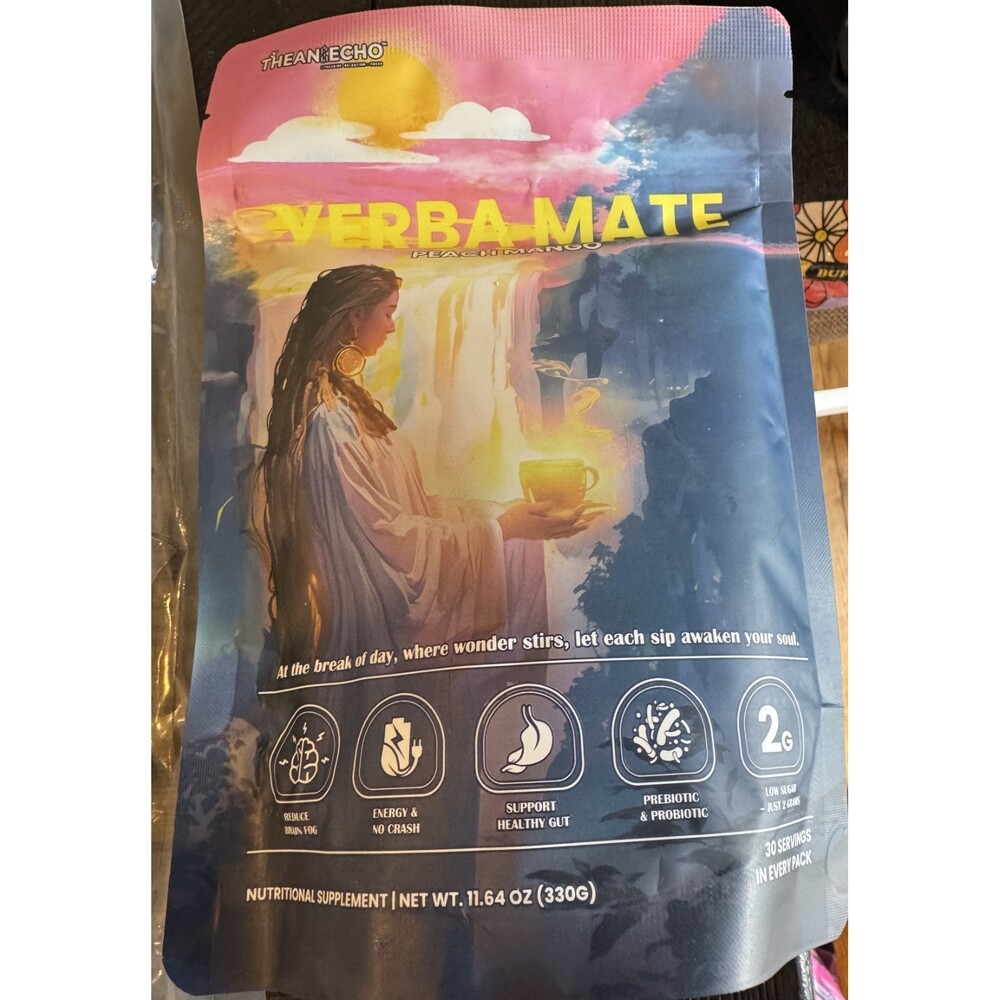 Yerba Mate Peach Mango Tee Super Calm Energy Drink 30 Servings 5/27